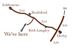Map to the Burrows Gardens, Derbyshire.